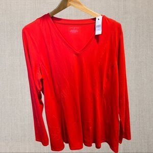 NWT Lane Bryant Plus Size Red Long Sleeve Top